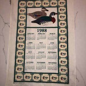 Vintage 1988 Calendar Mallard Linen Tea Towel